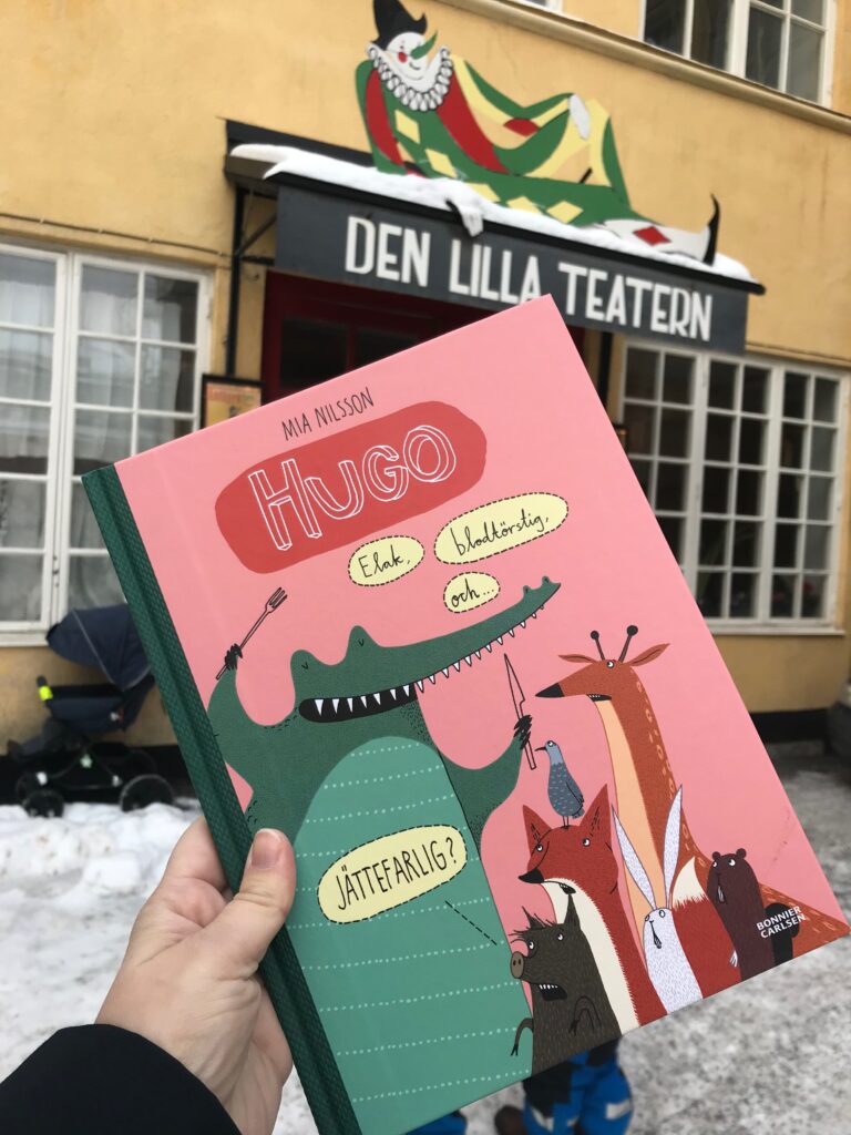 Barnboktips: Bilderboken "Hugo -Elak, blodtörstig och... jättefarlig?" av Mia Nilsson. Utgiven av Bonnier Carlsen